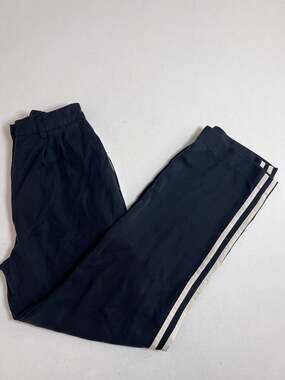 Nati Black Side Stripe Wide Leg Pants Small Tencel Retro Sporty Chic